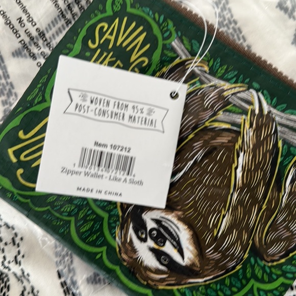 Primitives by Kathy Small zip Wallet Coin Purse “Saving Like a Sloth SLOWLY” - Picture 4 of 7